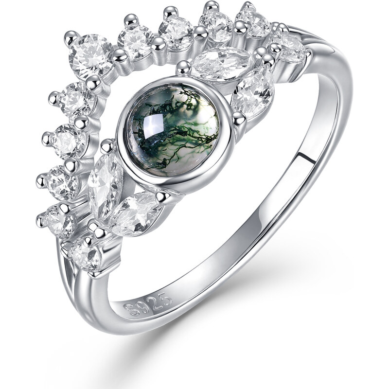 Olivie Strieborný prsteň MECHOVÝ ACHÁT 9532 64818328