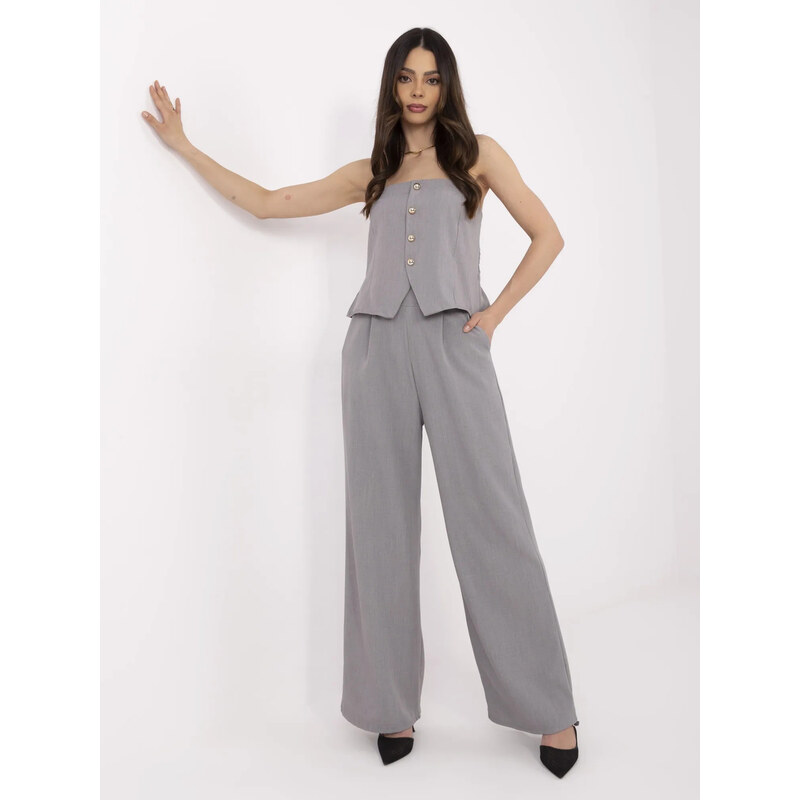 ITALY MODA Sivý dámsky komplet s topom bez rukávov MI-KMPL-A2349.75 66149591