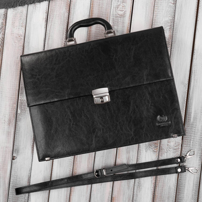 Paolo Peruzzi Pánska kožená aktovka do ruky a cez rameno | čierna S-43 63424834