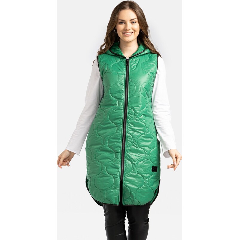 Perso Zelená ľahká dámska vesta s neodnímateľnou kapucňou BLE 230000 F 63424992