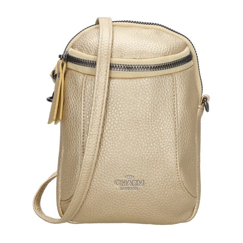 Charm London Zlatá elegantná kožená kabelka na mobil „Belleza“ 63425456