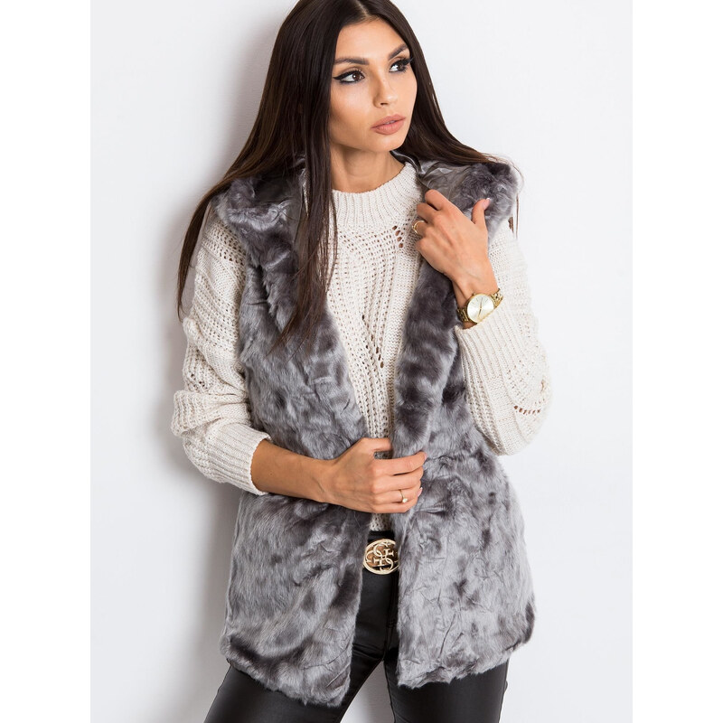 BASIC Dámska šedá chlpatá vesta AT-KZ-05201.95P-gray 18870193