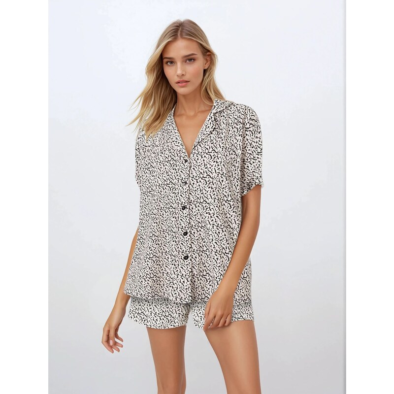 Momenti Per Me Luxusné dámske pyžamo krátke About Style, Farba béžová 63425527