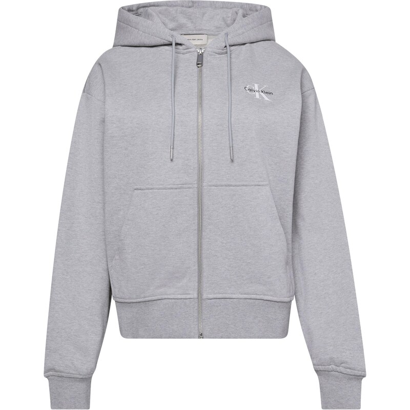 Calvin Klein Jeans Tepláková bunda sivá melírovaná / čierna / biela 63427745