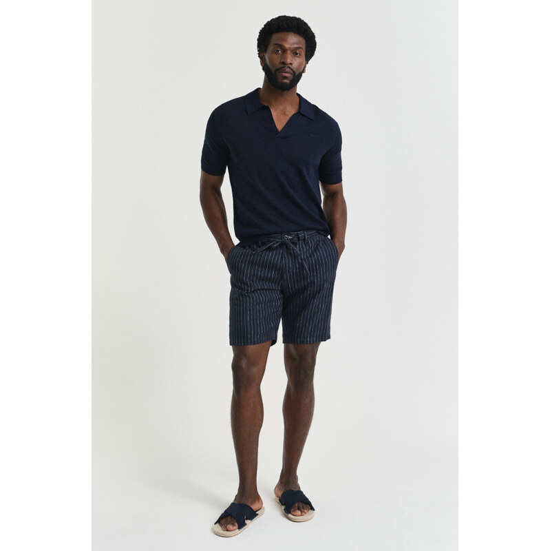 ŠORTKY GANT REL LINEN PINSTRIPE DS SHORTS DARKENED NAVY 63426131