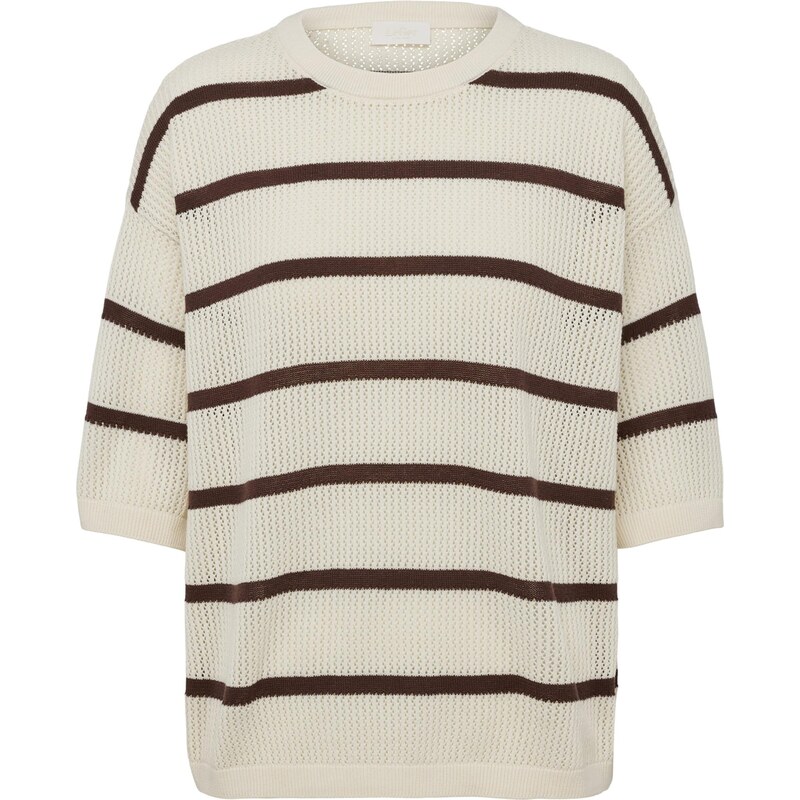 LeGer by Lena Gercke Sveter Camille hnedá / biela ako vlna 66025887