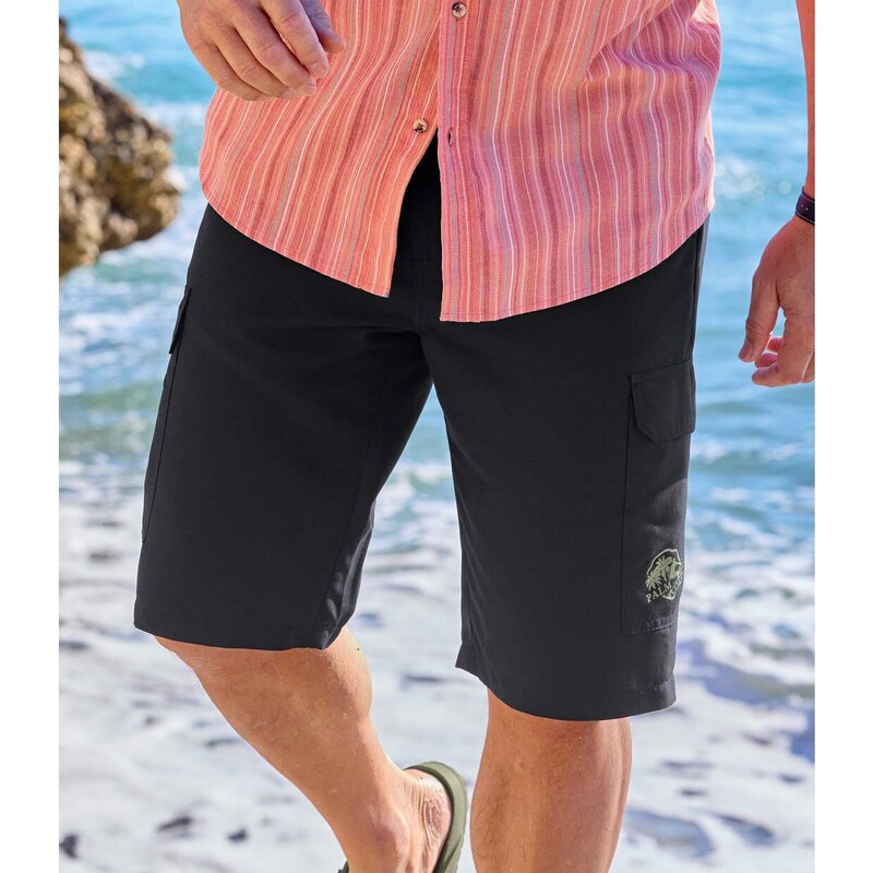 Kapsáčové bermudy z mikrovlákna Atlas For Men Čierna 63417807
