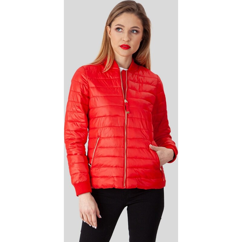 Perso Červená dámska prešívaná prechodová bunda BLE 203000 F - red 63430057