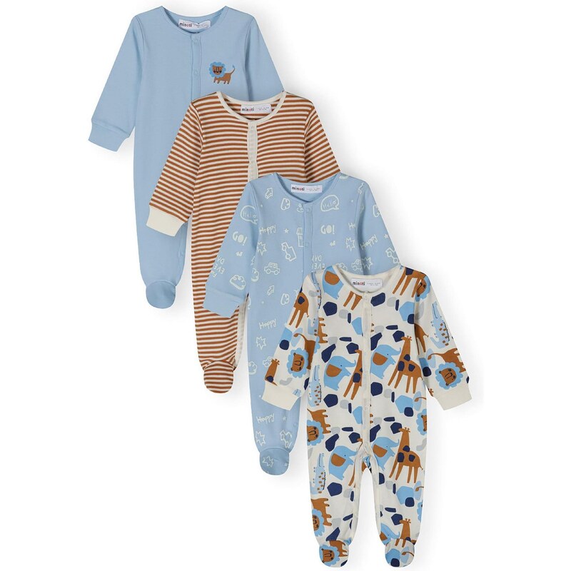 MINOTI Pyžamo svetlomodrá / hnedá / šedobiela 63490761