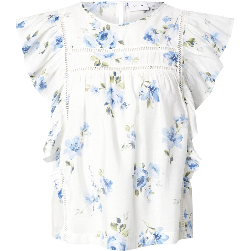 VILA Top modrá / tmavomodrá / jablková / šedobiela 63546070