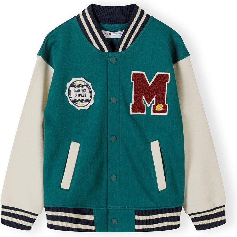 MINOTI Tepláková bunda tmavozelená / krvavo červená / čierna / biela 65852935