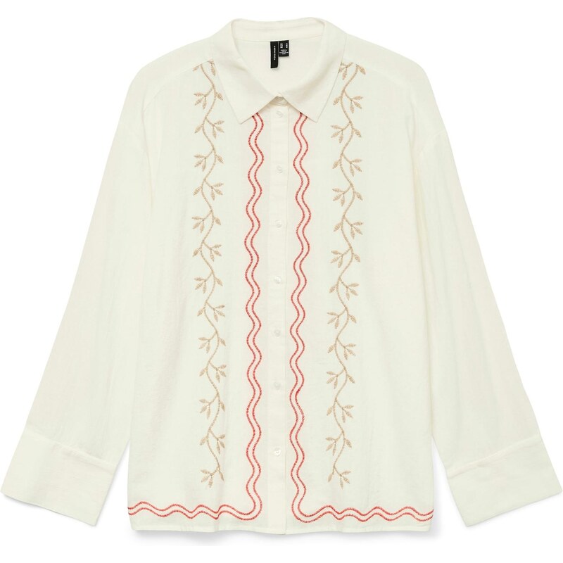 VERO MODA Blúzka VMDICTHE tmavobéžová / červená / biela 65875416