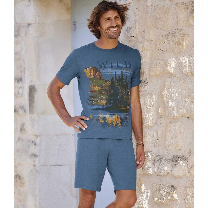 Krátke džersejové pyžamo Night Lake Atlas For Men Modrá 68631860