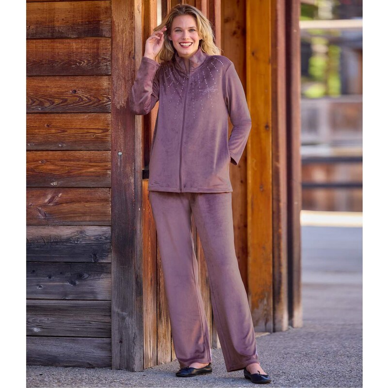 Voľnočasová zamatová súprava so štrasovými detailmi Atlas For Men 61681706