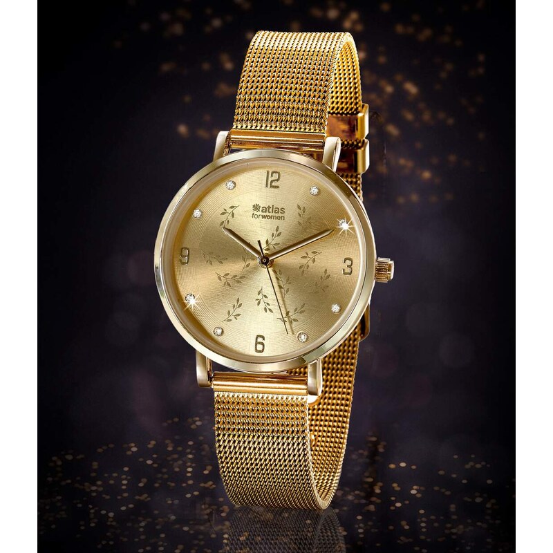 Hodinky zdobené krištáľmi a kvetinovými motívmi Atlas For Men 61815721
