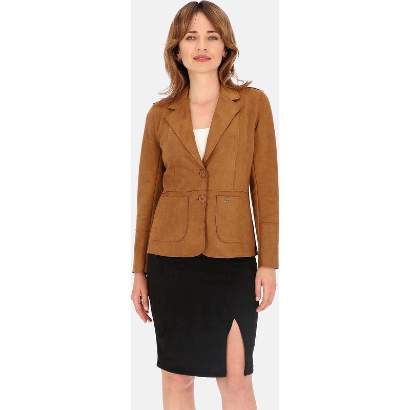 Perso Camel dámsky semišový blejzer BLE 241015 F - Camel 63433948