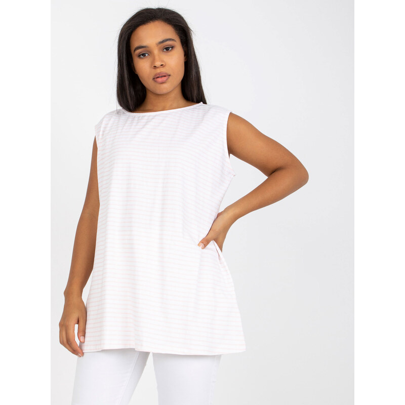 RELEVANCE Bielo-ružový voľný top s pruhmi RV-TP-7951.88-white-pink 57950481