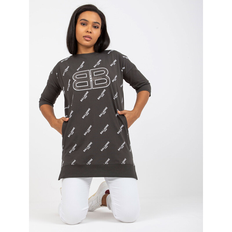 RELEVANCE Khaki dlhšie tričko s potlačou -RV-BZ-7036.02P-khaki 57950493