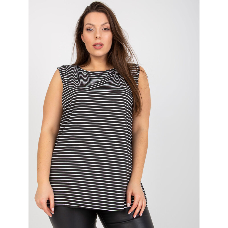 RELEVANCE Čierno-biely pruhovaný top bez rukávov -RV-TP-7951.88-blck 57950634
