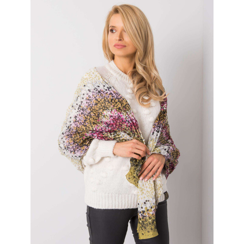 BASIC Zelená šatka s ružovými vzormi -AT-CH-205095-green 20469508