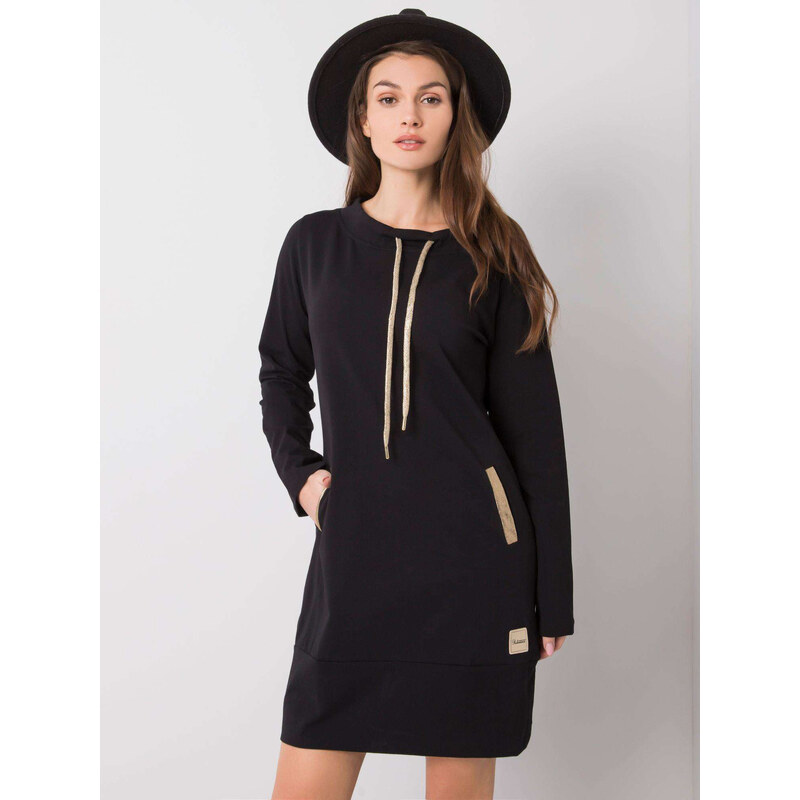 BASIC Čierne mikinové šaty s vreckami RV-SK-6067.15X-black 24034783