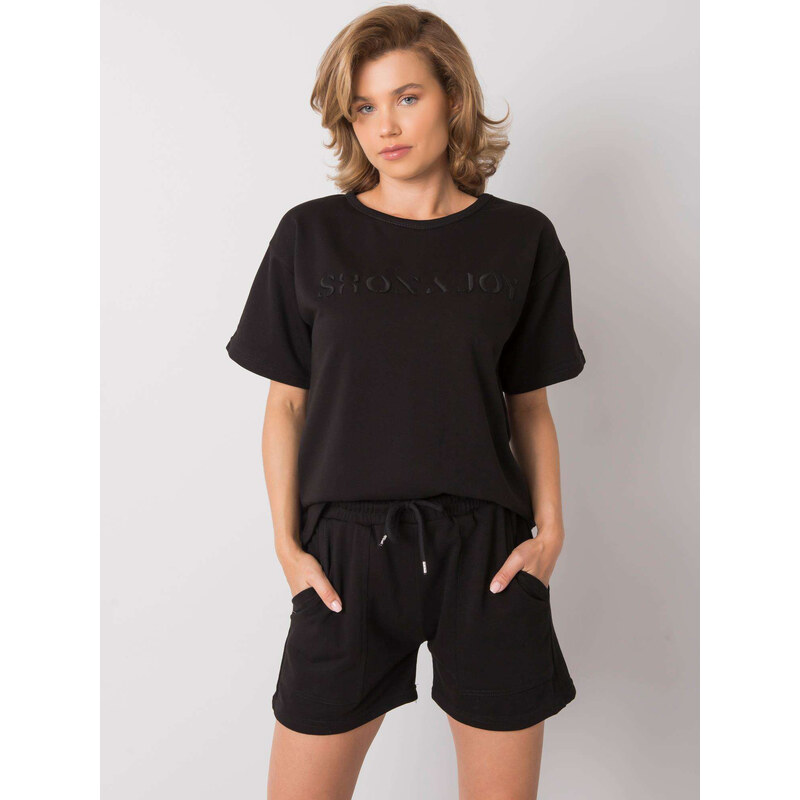 BASIC Čierna dámska krátka súprava šortiek a trička -EM-KMPL-599.12 25543837
