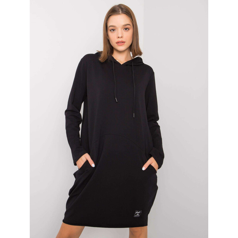 RELEVANCE Čierne mikinové šaty s kapucňou RV-SK-6895.68P-black 57948069