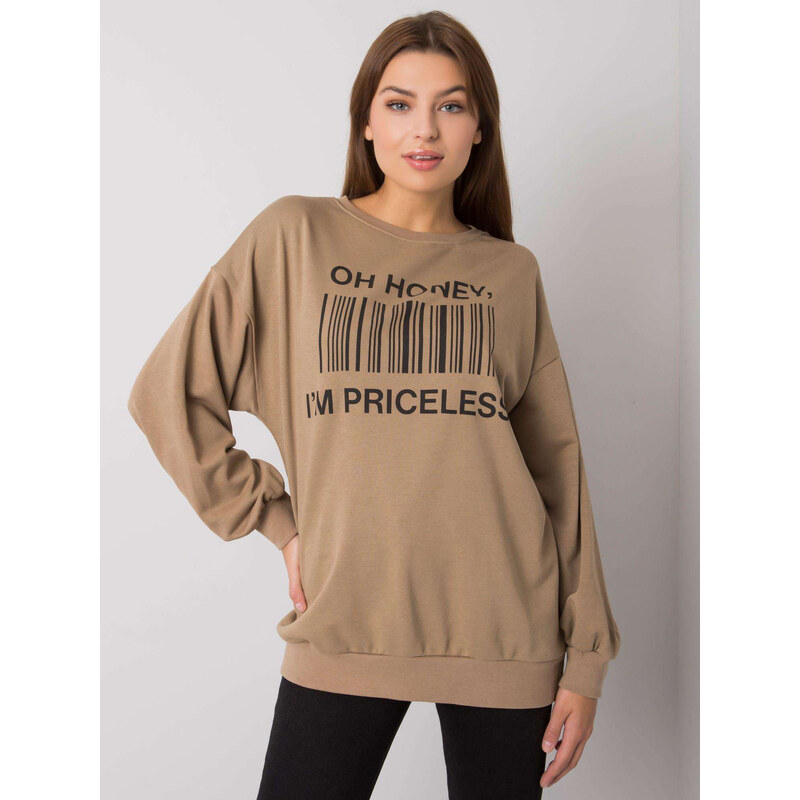 BASIC Tmavo béžová mikina s potlačou -em-BL-536 / 1U.84P-beige 26822849