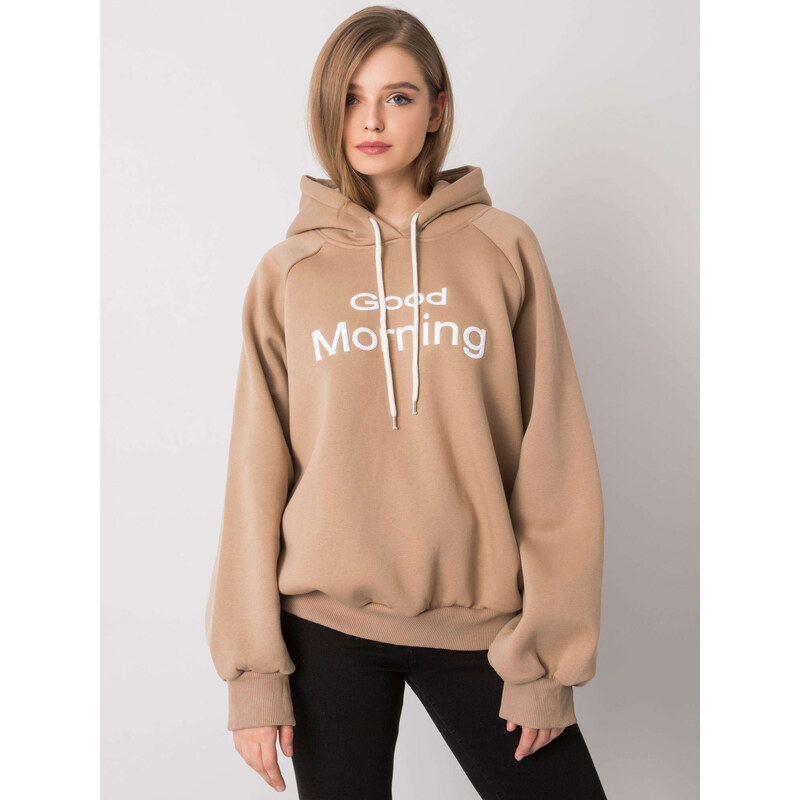 BASIC Béžová mikina s nápisom a kapucňou -em-BL-651 / 1.21X-dark beige 27155374