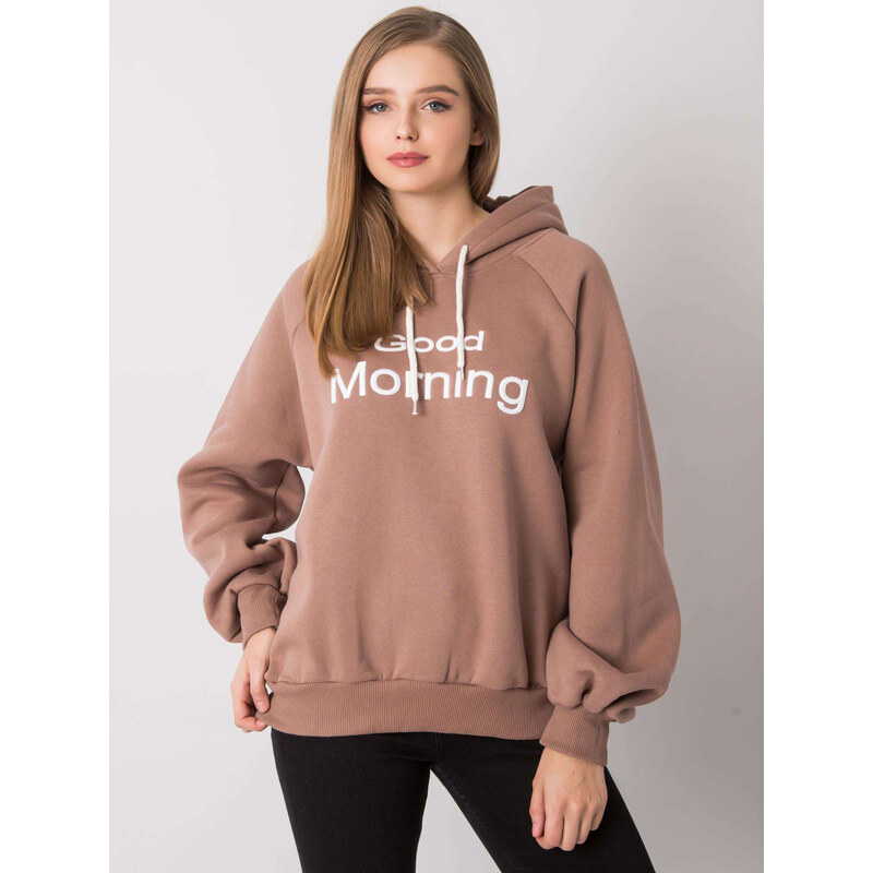BASIC Hnedá mikina s nápisom a kapucňou -em-BL-651 / 1.21X-light brown 27155410
