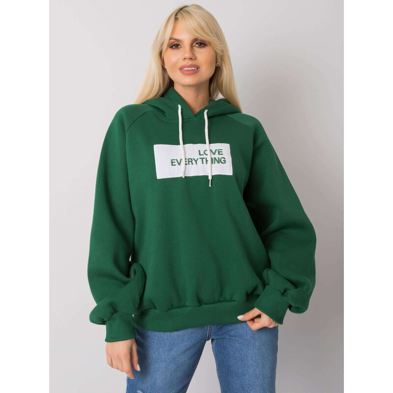 BASIC Tmavo zelená dámska mikina s nápisom EM-BL-651 / 2.41X-green 27189714