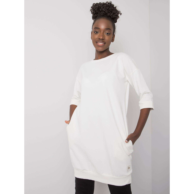 RELEVANCE Smotanová dlhá mikina s vreckami RV-BL-6941.39P-ecru 57948202