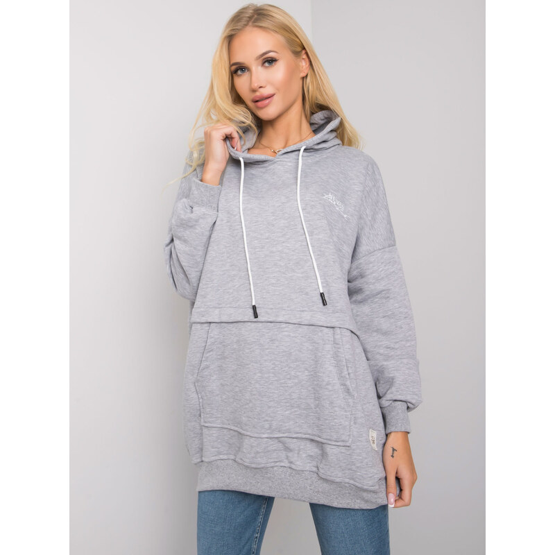 RELEVANCE Šedá mikina s výšivkou Never Look Back RV-BL-7095.30P-grey 57948240