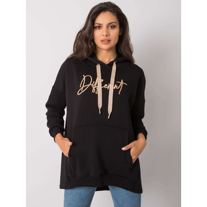 RELEVANCE Čierna dámska oversize mikina s nápisom RV-BL-7096.37P-black 57948252