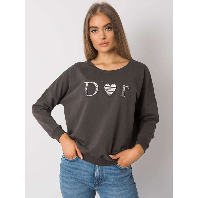 RELEVANCE Tmavo šedá dámska mikina s potlačou RV-BL-0192.55P-dark gray 57948356