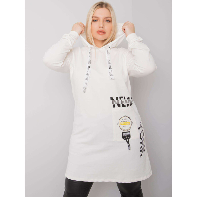 RELEVANCE Smotanová mikinová tunika s potlačou na šnúrkach kapucne RV 57948430