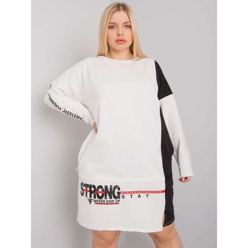 RELEVANCE Smotanová tunika s potlačou a pruhom RV-TU-7222.80P-ecru 57948455