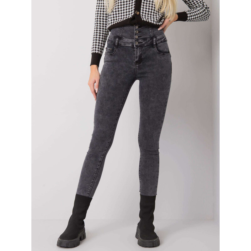 BASIC Tmavosivé dámske skinny džínsy NM-SP-L56.71-gray 28166353