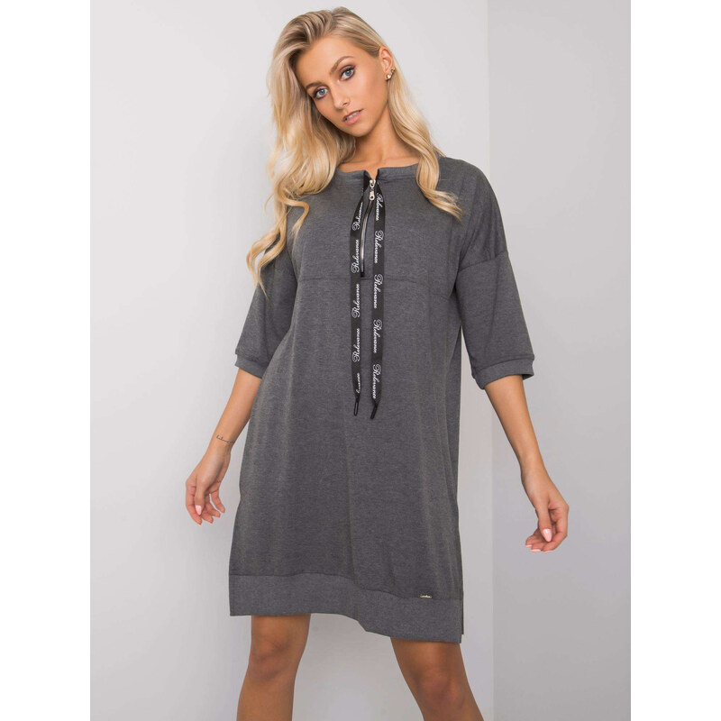 RELEVANCE Tmavo sivé mikinové šaty so zipsom RV-SK-6273.47P-dark gray 57948569