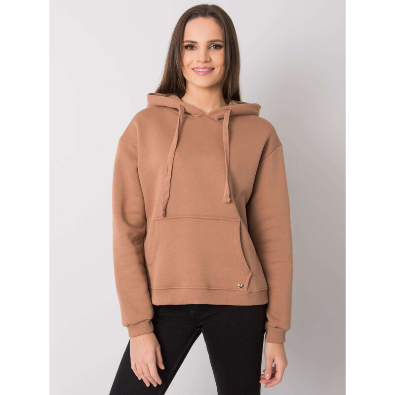 BASIC FEEL GOOD Svetlohnedá dámska mikina s kapucňou RV-BL-7306.41 29265495