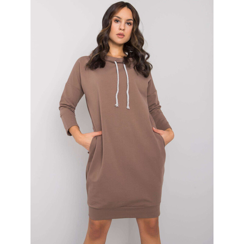 RELEVANCE Svetlo hnedé dámske mikinové šaty s vreckami RV-SK-4597-1.97 57948829