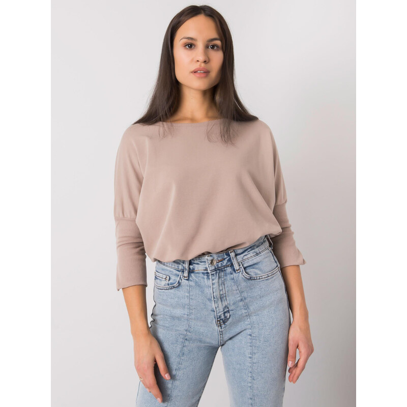 BASIC FEEL GOOD Béžové dámske oversize tričko s 3/4 rukávmi RV-BZ-7362 29265907