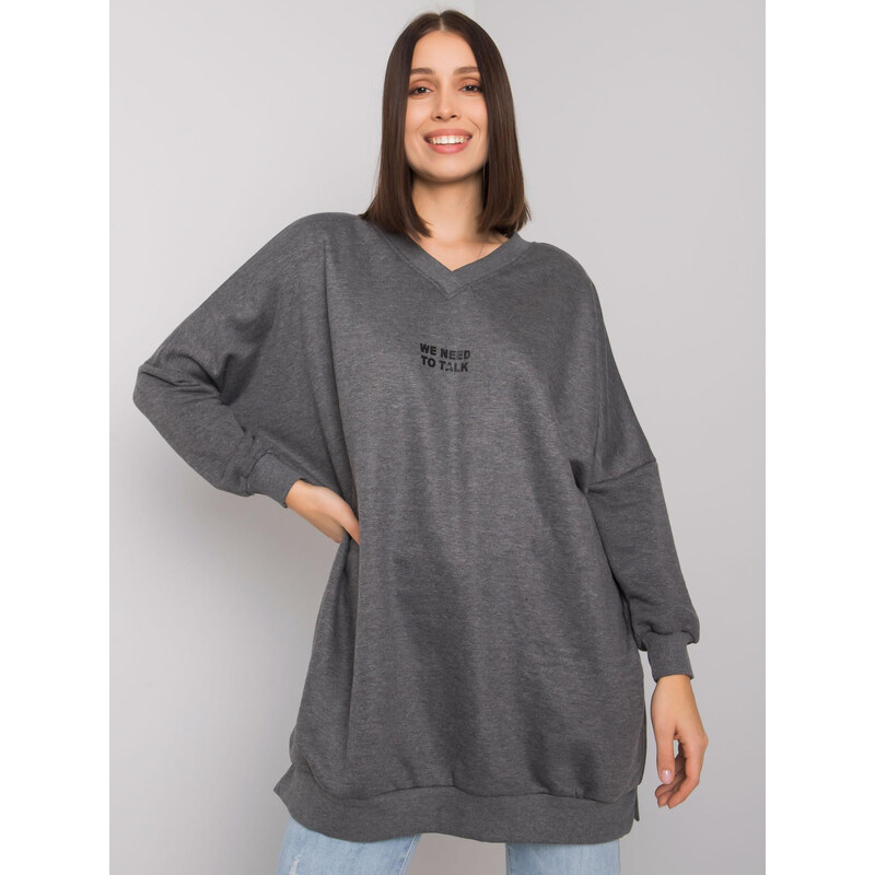 RELEVANCE Tmavosivá tunika Raella s nápisom We need to talk RV-TU-7278 57948887