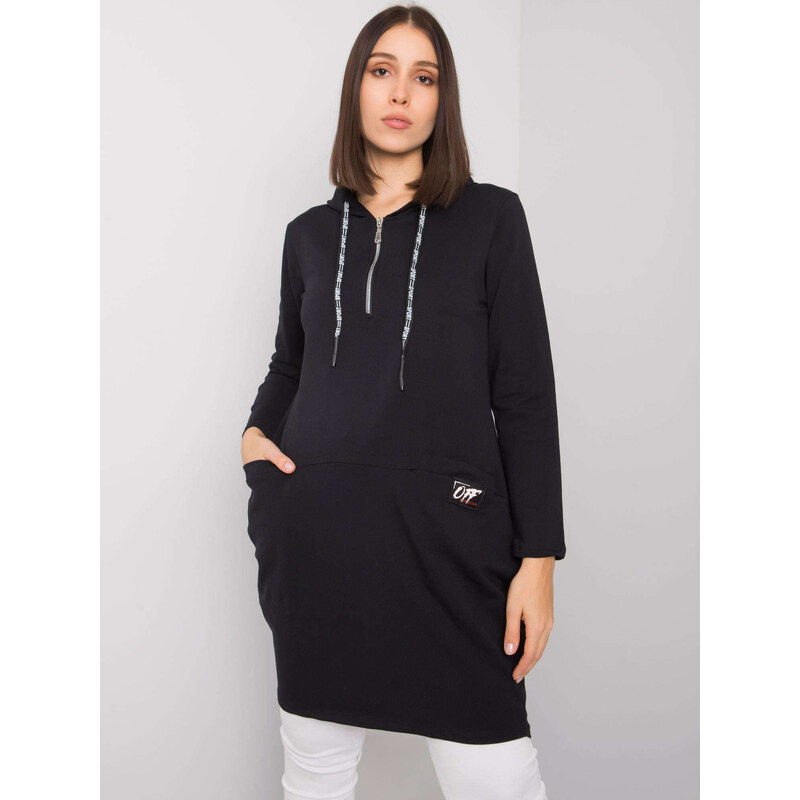 RELEVANCE Čierna oversize tunika Kierra s kapucňou a zipsom RV-TU-7238 57949056