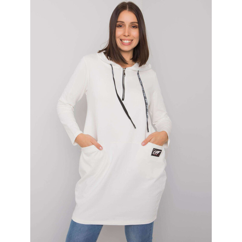 RELEVANCE Smotanová oversize tunika Kierra s kapucňou a zipsom RV-TU 57949044