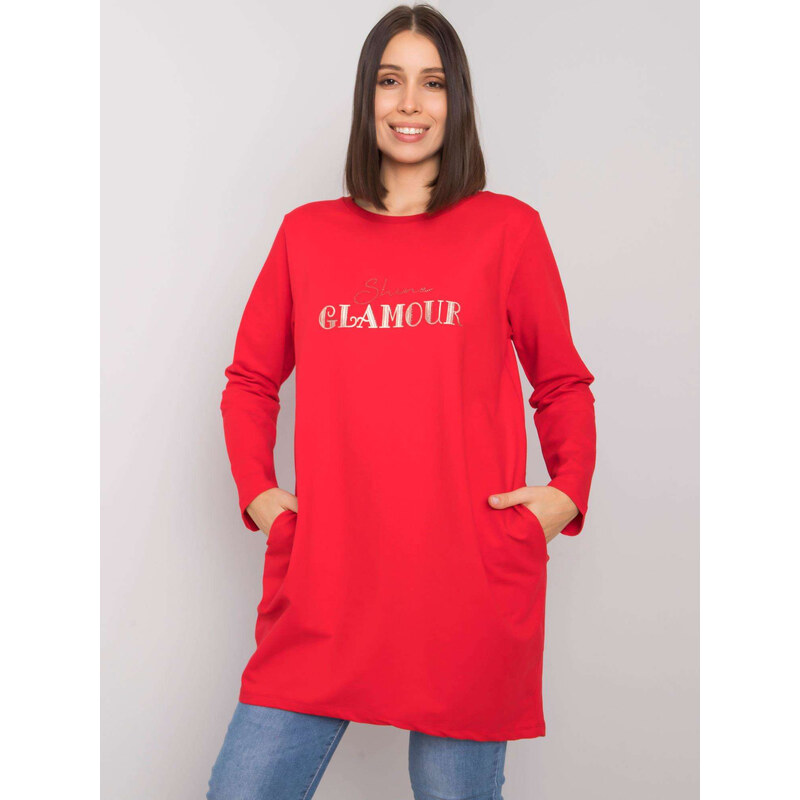 RELEVANCE Červená voľná tunika Alexiah s nápisom Shine Glamour RV-TU 57949054