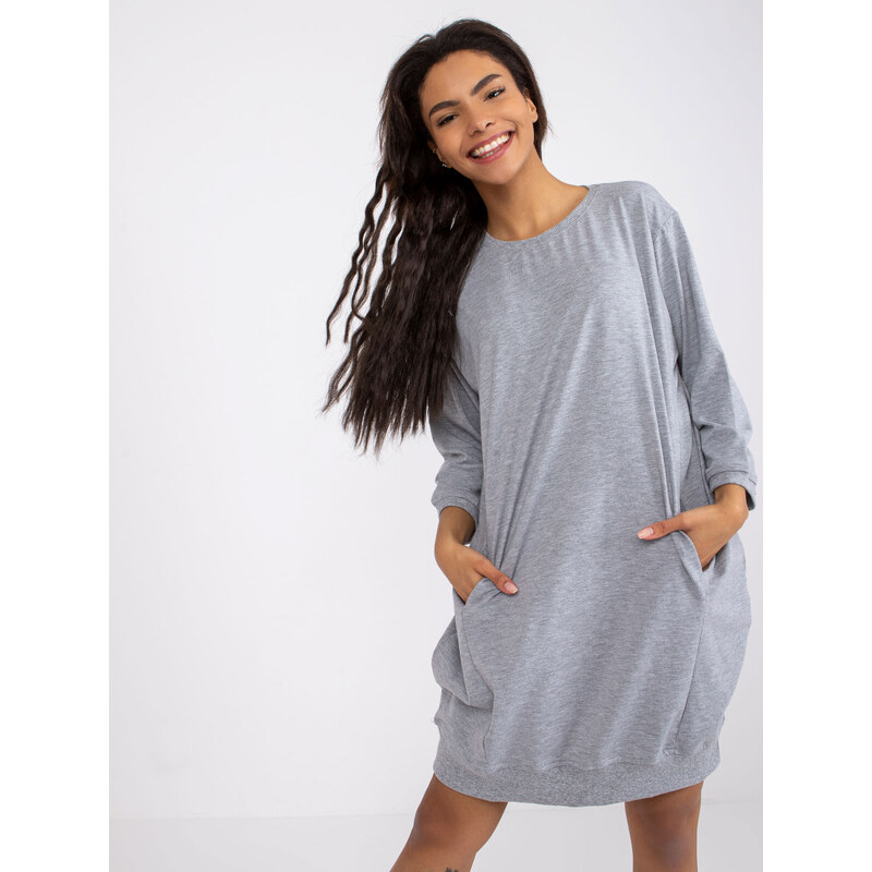 RELEVANCE Šedé mikinové šaty Salou s vreckami -RV-SK-6839.95-grey 57949312