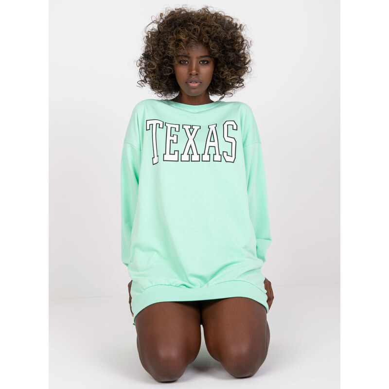 BASIC Mintová mikina Poppy s nápisom Texas -EM-BL-719.36-mint 30948344