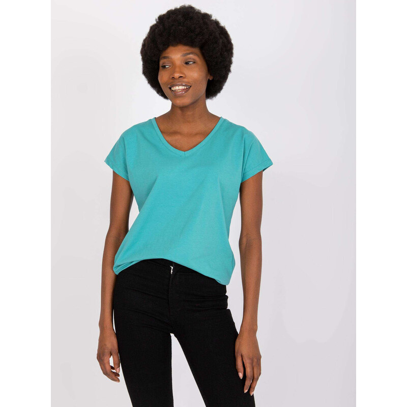BASIC FEEL GOOD Zelené basic tričko Arlette s V výstrihom AP-TS-A-004 31381921