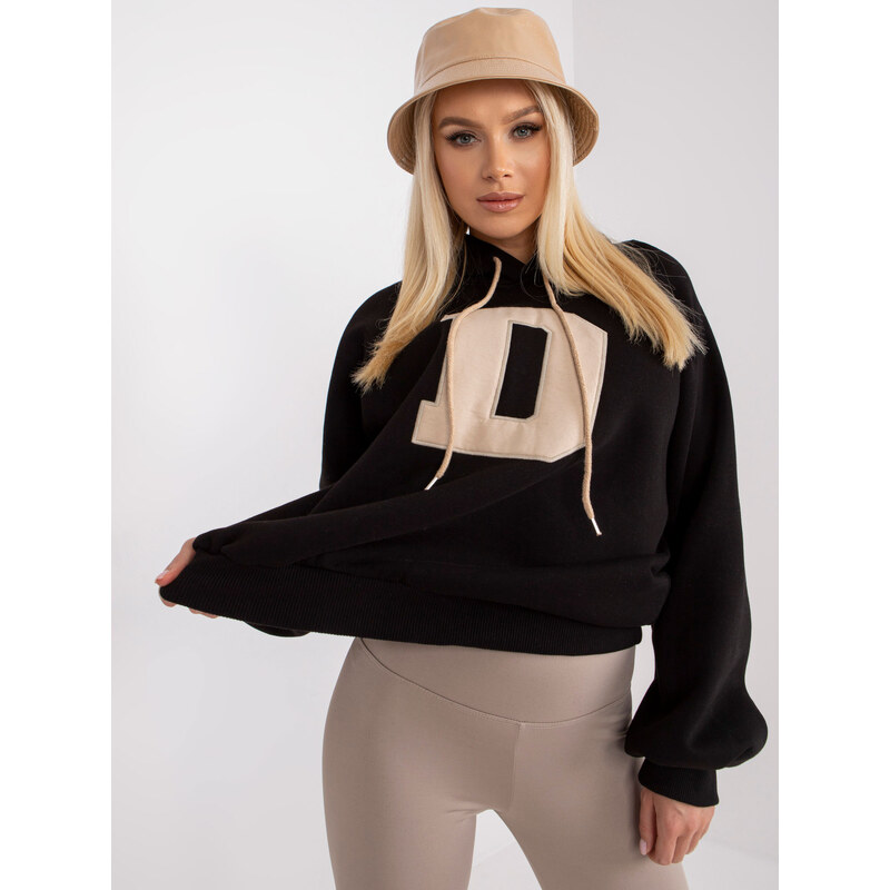 BASIC Čierna mikina Valeria s písmenom D -EM-BL-651/D.29X-black 31766316